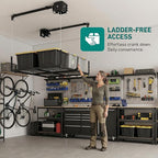 4x8 FT Overhead Garage Storage Rack for Ceilings, Heavy-Duty Metal Adjustable Ceiling Storage Racks with Safety Lock, 270LBS Mounted Rack, All-Steel Garage Organizer (4x8 FT)