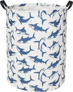 Shark Kids Laundry Basket Baby Hamper Shark Toy Storage Bin for Boys Room Decor Baby Nursery Hamper Gift Baskets for Bedroom Bathroom(Blue Shark)