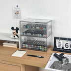 Clear Desk Drawer Organizer, 2 Pack Plastic Home Office Accessories Storage Box for Marker, Cards, Stationery, Crafts, Makeup, Bathroom Supplies, Coffee Pods, Pet Snacks (3 Drawers)