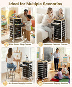 Homde Rolling Storage Drawer Cart: 8-Drawer Sort to Clear Desk & Dresser Clutter - Anti-Fall Smooth Glide Prevents Spill-Out During Daily Grab - Lockable Wheels Keep It Steady