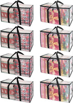 BALEINE 8-Pack Oversized Moving Bags with Reinforced Handles, Heavy-Duty Storage Tote for Clothes, Moving Supplies (Clear, 8-Pack)