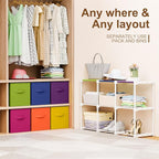 6 Cube Storage Organizer with Shelf Back to School Boxes 11 Inch Toy Storage Bins Closet Organizers Drawers Fabric Dresser for Playroom Books Bedroom Dorm Kitchen (Multicolor)