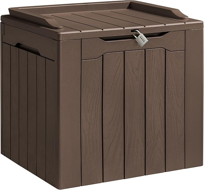 Homall 31 Gallon Resin Deck Box Waterproof Outdoor Storage Lockable Indoor Outdoor Organization and Storage Container for Patio Furniture Cushions, Garden Tools (Dark Brown)