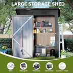 COMHOMA Shed Outdoor Storage Shed Metal,Lockable Doors Tool Sheds with Sloping Roof,Steel Garden Shed with Air Vent for Backyard,Patio,Lawn,Poolside(Brown,5'*3')