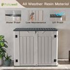 Patiowell Outdoor Storage Shed - Horizontal Storage Shed for Patio, Garden, Backyards, Multi-Opening Door Easily Storage for Trash Cans, Lawn Mower, Tools, 36 Cu Ft Without Shelf, Grey