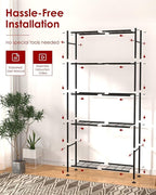 Storage Shelves - 5 Tier Shelf Organizer, Heavy Duty Garage Shelving Unit with Leveling Feet, Stable Metal Shelves Organizer for Pantry, Kitchen and Closet, 33.0" W x 12.6" D x 72.0" H, Black