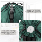 BeeGreen Laundry-Bag-Backpack-Heavy-Duty, Green Nylon Drawstring Portable Laundry Backpack Tall Foldable Extra Large Dirty Clothes Travel Bag with Handle College Dorm Apartment Essentials