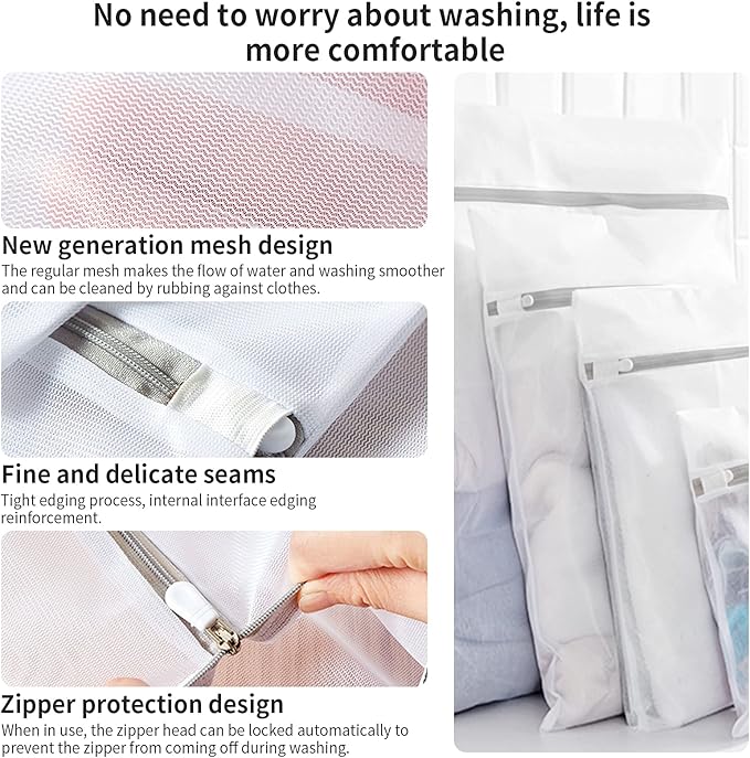 3 Pack XXL Mesh Laundry Bags by MDSXO- Large Jumbo Durable Delicates Bag for Washing Machine for Jackets, Curtains, Jeans 24 * 24 inch [3 Pack]