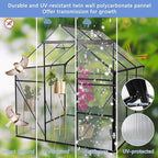 6X8FT Greenhouse for Outdoor, Polycarbonate Greenhouse with Raised Base and Anchor, Heavy-Duty Walk-in Green House with Adjustable Roof Vent and Gutter System for Patio,Backyard (Black, 6X8 FT)