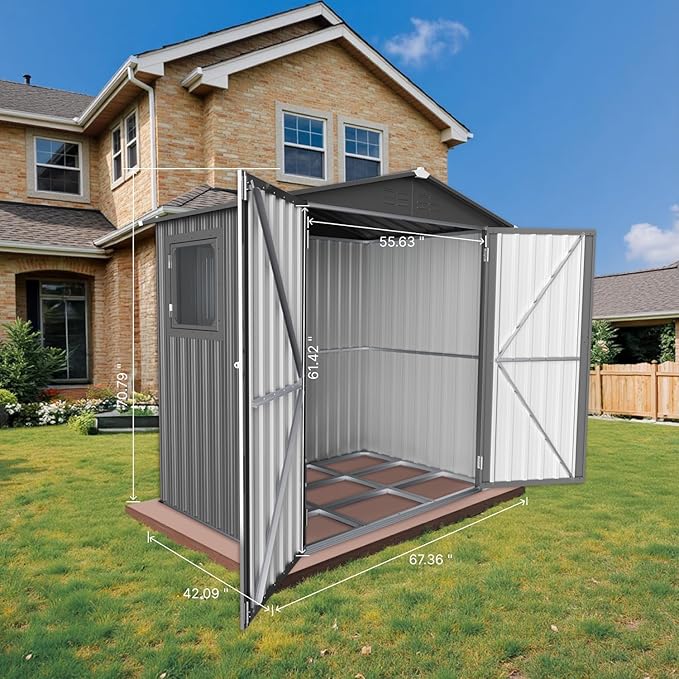 6' x 4' Outdoor Storage Shed, Sturdy Metal Building w/Floor and Operable Window for Garden, Backyard, Poolside and Lawn, Grey