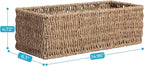 Seagrass Toilet Paper Storage Basket for Bathroom, Handwoven Natural Rattan Organizer for Countertop, Shelves & Vanity, Small Wicker Basket, 14.9"L x 6.3"W x 4.7"H
