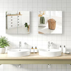 Yaheetech Bathroom Mirror Cabinet, Medicine Cabinet with 2 Frameless Mirrored Doors, Wall-Mounted Storage Cupboard with Adjustable Shelf for Living Room, Laundry Room, Mudroom