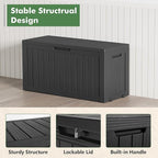 Outdoor Storage Box, Resin Deck Boxes Indoor and outdoor, Waterproof Storage Box Lockable Lid (Black, 80 Gallon)