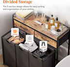 Lifewit Laundry Hamper 3 Section, Large Rolling Laundry Sorter with Shelf & 2 Drawers, Pull-Out Laundry Basket Organizer with Wheels and Removable Bag for Laundry Room Bathroom, Rustic Brown and Black