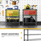 750 lbs 3 Tier Shelf Metal Storage Shelves Wire Rack Closet Organizers for Garage Kitchen Bathroom Laundry Black 11.8" D x 25.6" W x 31.5" H