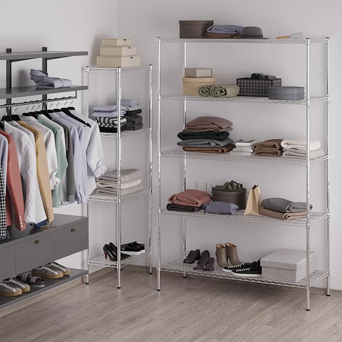 21" Deep x 54" Wide x 86" Height Wire Shelving Kit | 5-Tier | NSF Commercial Storage Rack Unit