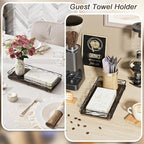 Toilet Paper Basket Holder, 13" Toilet Tank Tray, Wood and Metal Toilet Tray Vanity Organizer Bathroom Tray, Kitchen Sink Organizer for Soap Dispenser (Brown+Black)