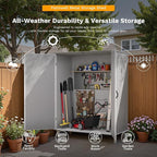 Patiowell 5x3 FT Resin Outdoor Storage Shed with Floor, Plastic Waterproof Outdoor Storage Cabinet, Garden Organizer Shed with Lockable Door for Patio Furniture, Pool Accessories, Light Gray