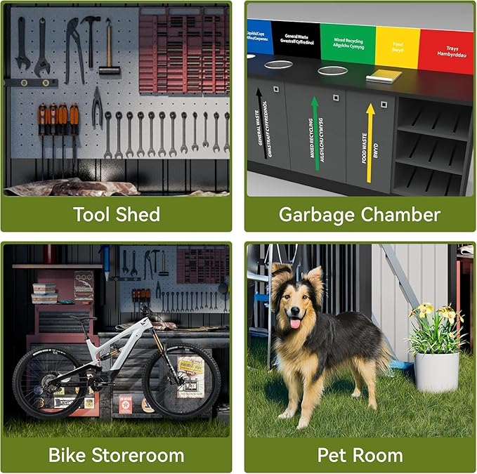 COMHOMA Shed Outdoor Storage Shed Metal,Lockable Doors Tool Sheds with Sloping Roof,Steel Garden Shed with Air Vent for Backyard,Patio,Lawn,Poolside(Grey,8'x6')