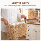 StorageWorks Scalloped Bathroom Toilet Paper Storage Holder, Wicker Toilet Paper Basket for 6 Regular Rolls, Slim Scalloped Basket Organizer with Handles, Water Hyacinth Storage Baskets for Bathroom