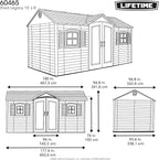 Lifetime Outdoor Storage Shed, 15x8 Ft, Desert Sand, Resin Backyard Tool Shed with Lockable Doors and UV-Protected Panels
