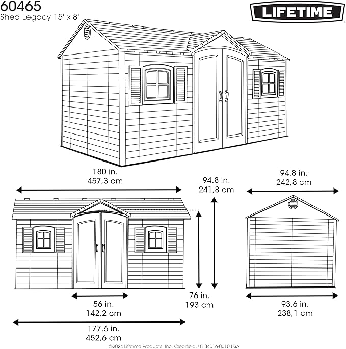 Lifetime Outdoor Storage Shed, 15x8 Ft, Desert Sand, Resin Backyard Tool Shed with Lockable Doors and UV-Protected Panels