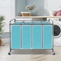 Laundry Sorter 4 Section, 4-Bag Heavy Duty Rolling Laundry Hamper Cart, Laundry Basket Organizer With Wheels and Removable Bags, Laundry Room Organization For Dirty Clothes Storage, BLUE