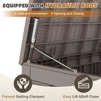 Outdoor Storage Box, Resin Deck Boxes Indoor and outdoor, Waterproof Storage Box Lockable Lid (Grey, 110 Gallon)