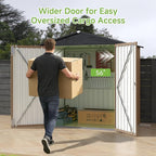 Real Relax 6x4 FT Metal Storage Shed, Outdoor Shed with Reinforced Frame & Heavy Wind/Snow Resistance, Secure Lock, for Backyard/Garden, Stores Tools & Materials, Brown