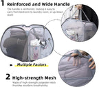 Collapsible Laundry Basket, 90L Foldable Pop Up Laundry Hamper with Handles, Mesh Dirty Clothes Hamper for Laundry, Bathroom, Kids Room, Dorm,Travel or Camping (Gray, 2PCS)