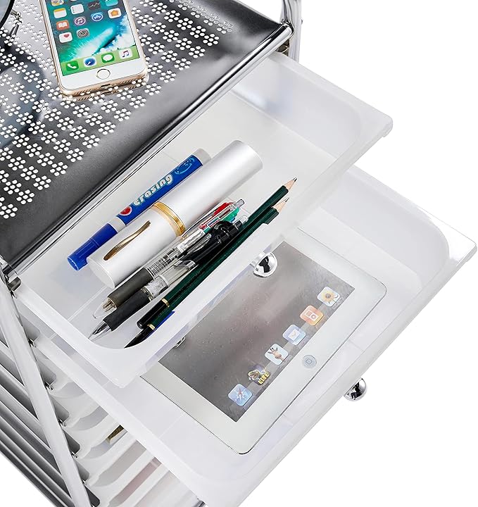 Yaheetech 10 Drawer Cart Rolling Plastic Storage Cart and Organizer Multipurpose Mobile Rolling Utility Storage Organizer for Home Office School and Workshop, White