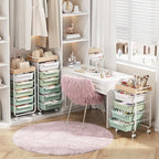 Utility Cart with Drawers,Craft Cart with 5 Drawers,Art Supply Organizer,Rolling Drawer Cart,Craft Storage Cart,Storage Drawer Carts With DIY Lable and Wooden Tabletop Area,Green