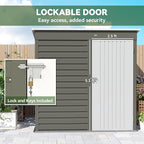 Outsunny 6' x 4' Outdoor Storage Shed, Easy to Assemble, Metal Garden Tool Shed with Lockable Door and Gloves for Backyard Garden Patio Lawn, Light Gray