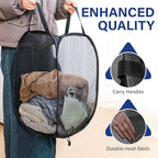 DecorRack 1 Pack Mesh Pop Up Laundry Hamper, Lightweight Foldable Clothes Basket with Easy Carry Handles, Durable Mesh Design for Air Circulation and Simple Storage, Black (1 Pack)