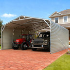 Quictent 20x20 ft Heavy Duty Double-car Metal Carport, Fully Shaded Outdoor Garage Side Canopy with Side Panels and Pre-drilled Holes, Suitable for Parking Cars, Boats and Agricultural Equipment