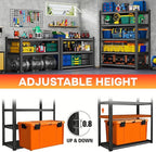 Metal Storage Shelves, 5-Tier 72" H x 45.3" W x 15.7" D Garage Shelving Unit, Heavy Duty & Adjustable, Easy Assemble Metal Rack for Pantry, Kitchen, Basement, Warehouse