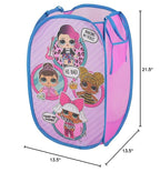 LOL Surprise Pop Up Laundry Hamper,Pink Kids Clothes Storage with Durable Carry Handles, 21" H x 13.5" W x 13.5" L