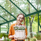 6x10 FT Greenhouse for Outdoors,Greenhouse with Roof Vent,Lockable Push Door,Aluminum Large Walk-in Green House for Outside Garden Backyard, Patio, Lawn (Green)