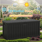 Patiowell 240 Gallon Large Outdoor Storage Box, Waterproof Deck Box with Fixed Divider, Lockable and Durable Patio Storage Solution for Patio Furniture and Garden Tools (Black)