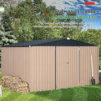 AECOJOY 10' x 12' Shed, Outdoor Storage Shed, Large 12x10 Metal Sheds & Outdoor Storage Clearance Steel Yard Shed with Lockable Doors, Utility and Tool Storage Garden Shed for Backyard, Outside