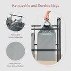 Tajsoon Laundry Sorter, Laundry Hamper 5 Section with Heavy Duty Rolling Lockable Wheels, Laundry Basket Organizer with Removable Bags for Dirty Clothes Storage, Grey