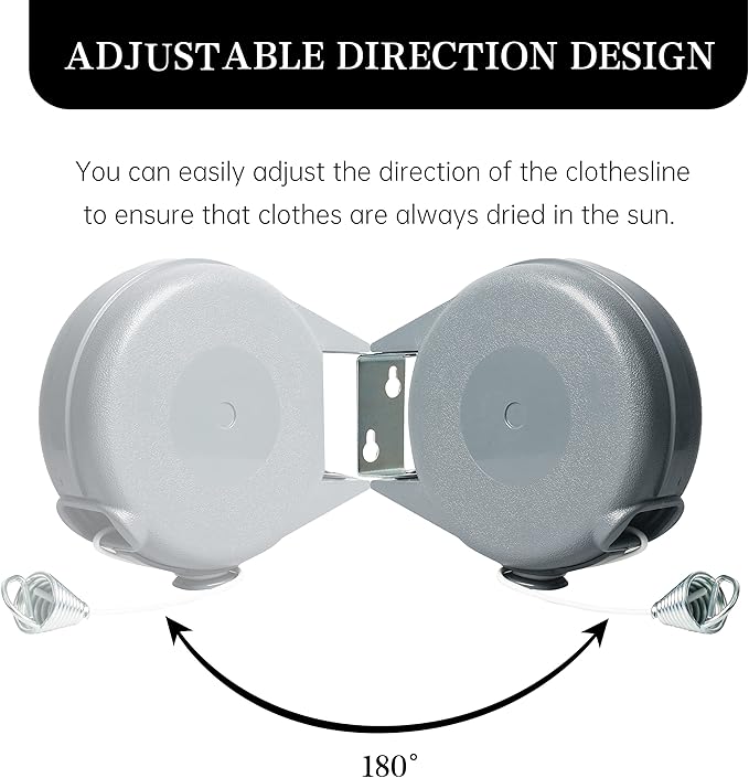 Retractable Clothesline Heavy Duty Retracting Clothes Line Outdoor and Indoor with Durable ABS Shell and 38 Feet Extruded PVC Line,with Lock to Prevent Sagging