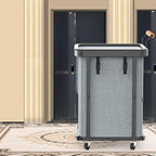 150L (40 Gal) Extra Large Fashion Laundry Basket with Wheels, Rolling Basket Hamper with Handle, Organizer Storage Cart with Sturdy Metal Frame for Laundry Room - Gray