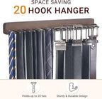 Mkono 2 Packs Tie Rack Wall Mounted Belt Hanger Holder Rustic Wood Tie Organizer for Men Closet Max up 20 Storage for Ties Belts Scarf