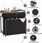 Laundry Hamper Laundry Basket with 3 Section Pull-Out Rolling Bags, Laundry Sorter for Organization and Storage with 2 Pull-Out Drawers for Laundry Room, Bathroom, Bedroom Use (Rustic Brown)