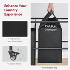 Tajsoon Laundry Sorter with Hanging Rack, 5 Sections Laundry Sorter with Lockable Wheels and Removable Bag, Removable Basket Organizer for Bedroom, Bathroom, Black