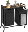 Laundry Hamper with Shelf, Laundry Basket with 2 Pull-Out Removable Bags, 2 x 13.1 Gallons(99L), Metal Frame, Lockable Wheels, for Laundry Room and Bedroom