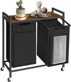 Laundry Hamper with Shelf, Laundry Basket with 2 Pull-Out Removable Bags, 2 x 13.1 Gallons(99L), Metal Frame, Lockable Wheels, for Laundry Room and Bedroom