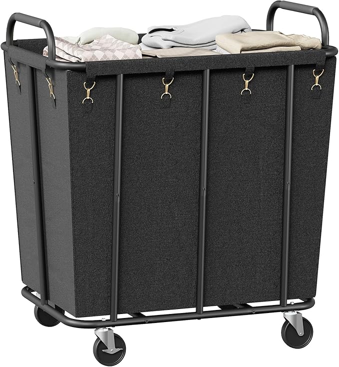 HOOBRO 106 Gal (400 L) Laundry Hamper with Lockable Wheels, Heavy Duty Rolling Laundry Cart, Laundry Sorter with Removable Bag, Laundry Basket Organizer, Waterproof Oxford Cloth, Black BB20XY01