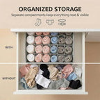 Gray 24 Grid 3 Pack Foldable Underwear Sock Storage Organizer, Non-Woven Fabric Closet Drawer Divider Bins for Socks, Ties, Baby Clothes, Dresser & Wardrobe Organization Boxes (Grey 3 Pack)